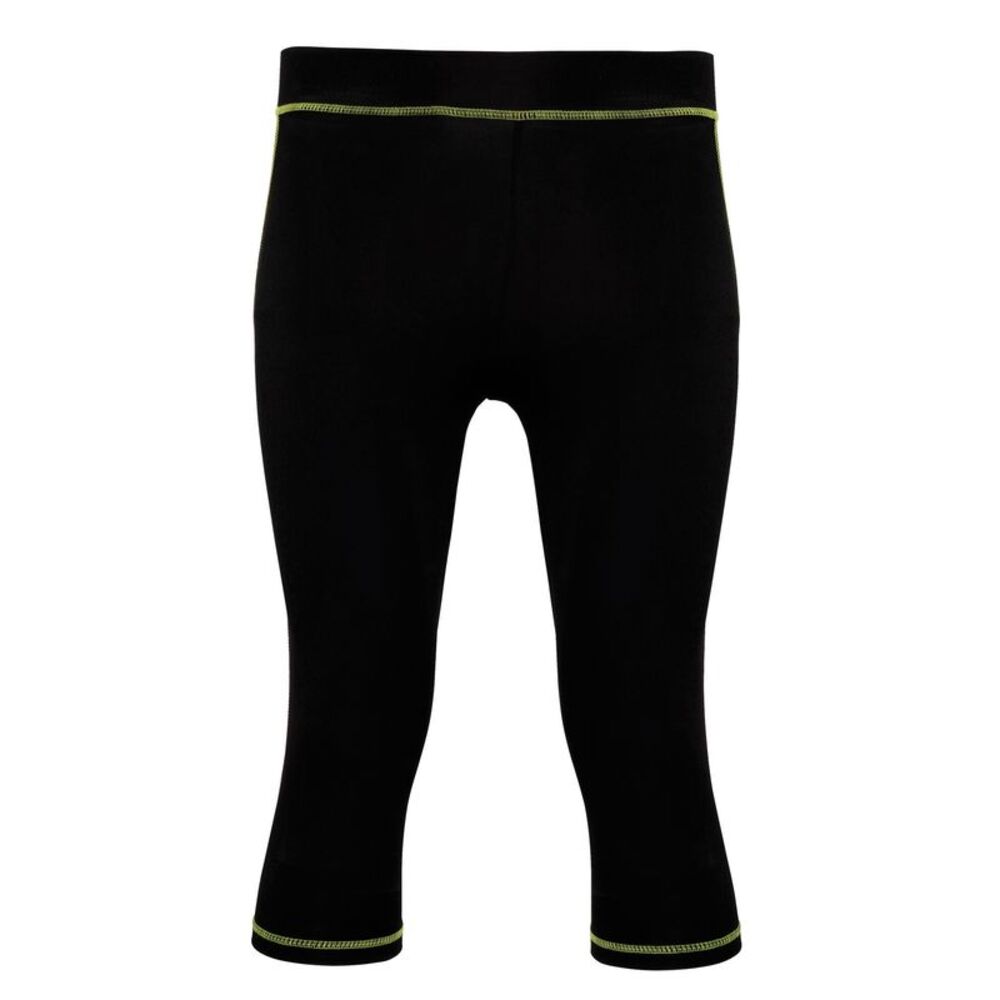 Tri Dri Womens/Ladies Calf Length Fitness Leggings / Black/ Lightning Green